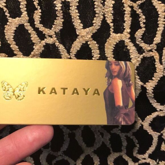 Dress by Kataya black mesh with tan overlay pattern ladies size 16 - Picture 7 of 9